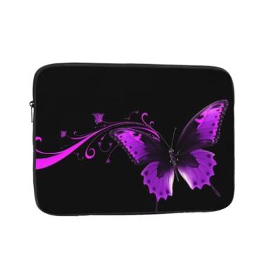 Imagem de Capa para laptop borboleta roxa e preta de 13 polegadas bolsa de transporte para computador à prova de choque capa protetora para notebook bolsa portátil para laptop bolsa à prova d'água para homens e