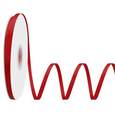 Imagem de LoomJoyz Fita de gorgorão vermelha dupla face de 1/4 polegadas × 50 jardas fita de gorgorão para embrulho de presente, costura, laço de cabelo, buquê de flores, artesanato, casamentos, arranjos