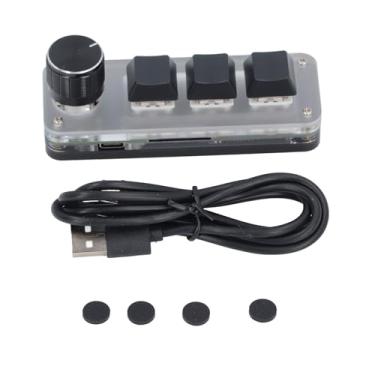 Imagem de Hilitand Teclado Personalizado 3 Key 1 Knob Mini Mecânico USB C Keypad RGB LED Com Armazenamento Integrado para o Escritório de Jogos Músicas