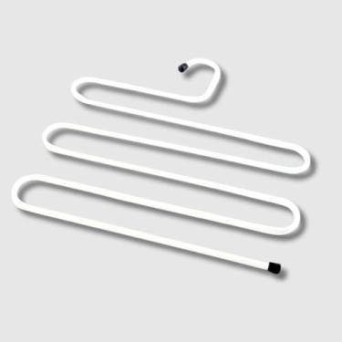 Imagem de Cabide de Metal Reforçado com 5 Níveis – Organizador de Roupas, Calças e Tecidos (Branco)