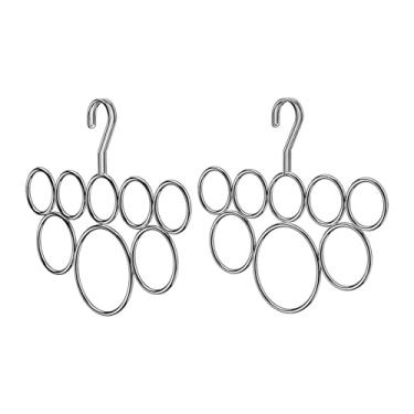 Imagem de Ioensy 2x Organizador de cabide para cachecol, suporte antiderrapante multifuncional, sem engate, com 8 anéis, suporte para pendurar pashminas