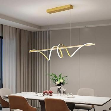 Imagem de Lustre Pendente Moderno Sinus Led 45w 3 Em 1 Em Alumínio Dourado Para Ambientes Sofisticados Dourada