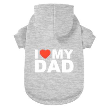 Imagem de GreenJoy Suéter de cachorro com capuz para cachorro casaco de clima frio moletom com capuz para filhotes, gatos, cães pequenos, médios e grandes (cinza claro (I Love My Dad), GG)