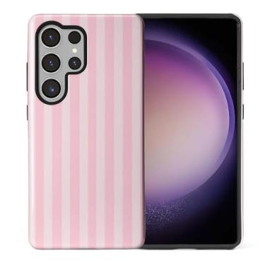 Imagem de WANKBLC Capa ultra brilhante compatível com Samsung Galaxy S25 para meninas e meninos, design de corpo inteiro, silicone macio, proteção contra arranhões, estampa maluca, creme e listras rosa, linha