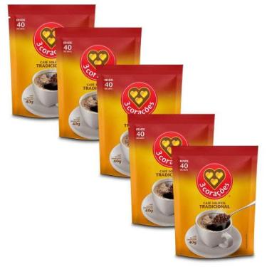 Imagem de Café Três Corações Solúvel Tradicional Kit 5 Pacotes De 40G - Tres Cor