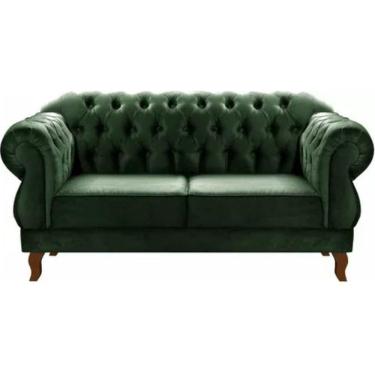 Imagem de Sofá Chesterfield 2 Lugares Duquesa Vintage Retrô Capitonê Veludo Verde