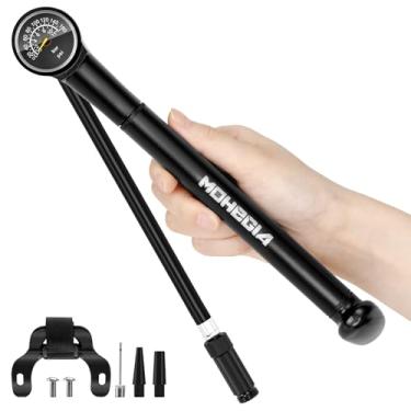 Imagem de MOHEGIA Bomba de quadro de bicicleta com medidor: Bomba de bicicleta Protable 160 PSI - Serve para válvula Schrader e Presta - Inflação rápida compacta e durável com agulhas de bomba esférica