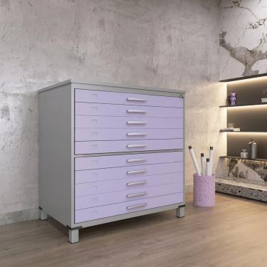 Imagem de Mapoteca 10 Gavetas Map10 120,4cm X 122,3cm Aço Cinza/Lilás