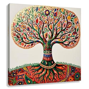 Imagem de Árvore da Vida Arte de Parede Impressão em Tela Harmonia da Vida Decoração Imagens com Raízes de Árvore Símbolos da Natureza 40x40cmx1