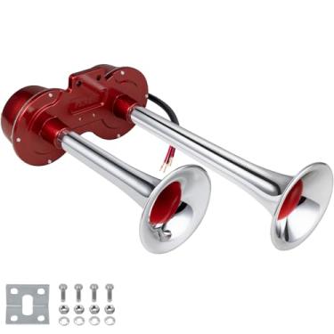 Imagem de BANHAO Kit de buzina elétrica universal trompete duplo 130dB buzinas de ar super alto para qualquer veículo de 12 V, caminhões, trens, barcos, carros, SUV/pickup/carrinho de golfe, liga de alumínio +