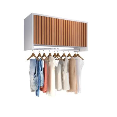 Imagem de Armário Suspenso Delta - 1 Porta Com Cabideiro Em Mdp Branco - J3 Móveis Branco-ripado