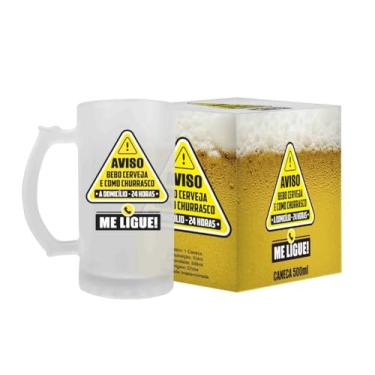 Imagem de Caneca de Vidro Premium 500ml para Cerveja Chopp Vinho Drinks Presente Personalizado com Frase Divertida Bar Churrasco Confraternização Festa de Aniversário Amigo Oculto Casamento