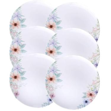 Imagem de Jogo 6 Pratos Rasos 28cm Tramontina Floratta Porcelana Decorada Mesa Posta