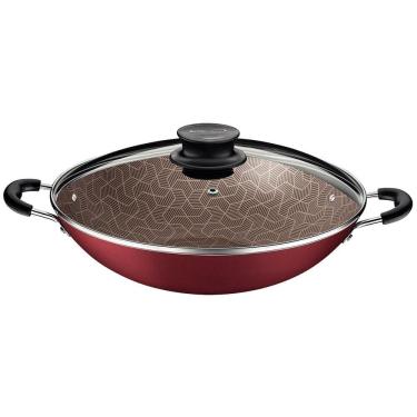 Imagem de Wok Tramontina Paris Alumínio Vermelho c/ Antiad. Starflon Max e Tampa de Vidro 36 cm 6,0 L 28545736