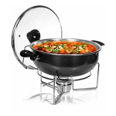 Imagem de Rechaud Preto A álcool Com Tampa De Vidro 6,5l - ALL CONNECT