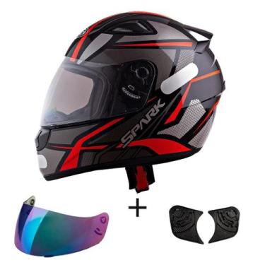 Imagem de Capacete Masculino Ebf Spider Vermelho Mais Viseira Fumê e Camaleão, 5