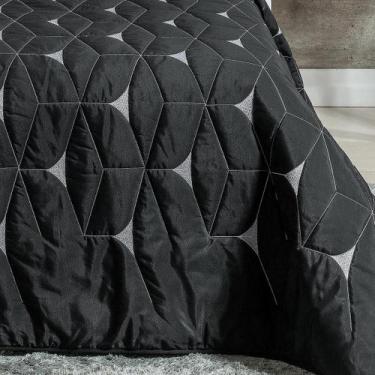 Imagem de Cobre Leito Solteiro Berlim Bordado Preto 180 Fios - Loliá Enxovais