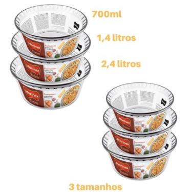 Imagem de Jogo 6 Formas Suflê 3 Tamanhos Refratário Vidro Marinex - Nadir Figuei