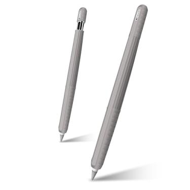 Imagem de IRAINSUN (Pacote com 2) Capa protetora para Apple Pencil (2ª Geração/Pro/USB-C) - Aderência aprimorada, design antiderrapante com clipe resistente, leve e resistente a arranhões (cinza)