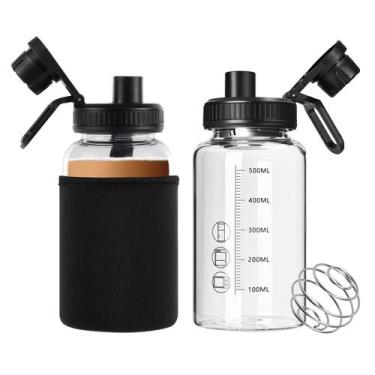 Imagem de Garrafa agitadora de vidro BNCWCQZ 650ml, pacote com 2 bolas de aço in