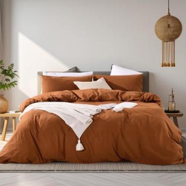Imagem de Conjunto de capa de edredom NEXHOME PRO Terracotta Burnt Orange King S