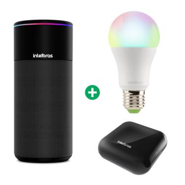 Imagem de Kit Casa Inteligente Speaker + Lâmpada Smart EWS 410 + Controle Remoto MCR 1001 Intelbras