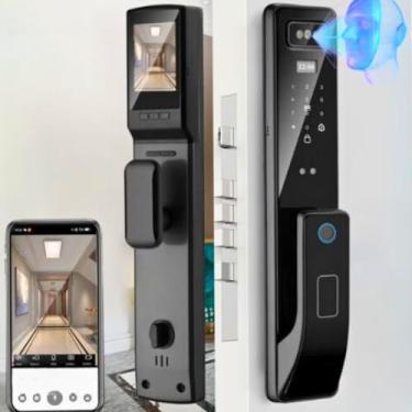 Imagem de Fechadura Digital Eletrônica Wi-fi Senhas- Facial -biometria Preto/cinza