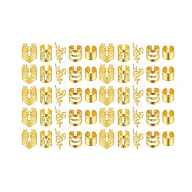 Imagem de FashionCha Grampos de tranças, pingentes de cabelo para tranças, algemas de cabelo, anéis para shows de carnaval, eventos formais, feriados, Ouro 50 Unidades
