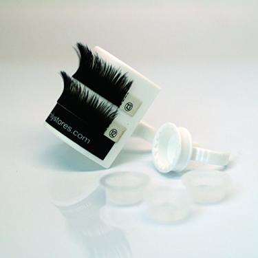 Imagem de Extensões de cílios EMILYSTORES TM, 1 bandeja de cílios 2 peças de anel adesivo de cola, 4 peças, kits de copo de cola para suporte de extensão de cílios postiços ou tatuagem