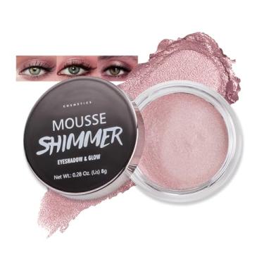 Imagem de Erinde Sombra creme cintilante, paleta de sombras creme iluminador, à prova d'água, longa duração, brilho suave, maquiagem clareadora de olhos, vegana e crueldade, 02 rosa rosa