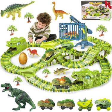 Imagem de Pista Dinossauro Track Cars com Looping e Acessórios 279 Peças + Carrinho, Criar um Dinossauro World, Pista flexível Race Tracks, Brinquedos de dinossauro Meninos Aniversário Gift