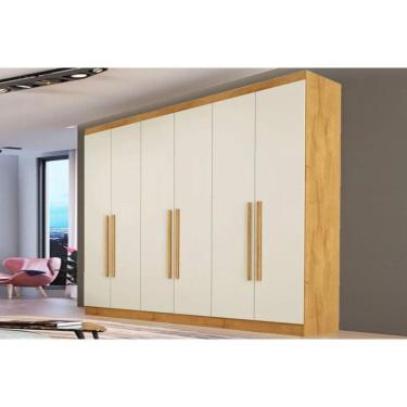Imagem de Guarda Roupa Casal 6 Portas E 4 Gavetas Oslo Peroba/off White - Europa