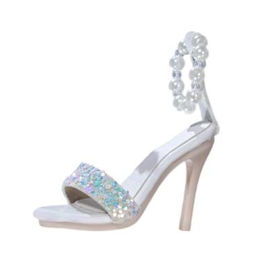 Imagem de simhoa Sapatos de boneca 1:4, acessórios para fantasias de boneca, salto alto feminino, elegante, modelo em miniatura para vestir, corpo de boneco de ação, Branco