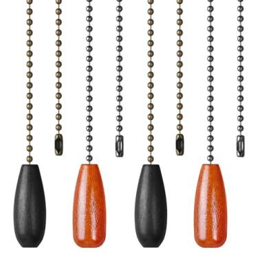 Imagem de SHIFANQI Corrente de puxar para ventilador de teto, 2 pacotes de extensão de corrente de puxar de pingente de madeira, puxadores de corrente decorativos de 30,5 cm para lâmpada de ventilador de luz de