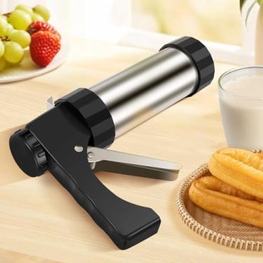 Imagem de Conjunto de 2 máquinas de churrasqueira de aço inoxidável, kit de prensa de biscoitos, kit de fabricação de churro, pistola de churro, máquina de churro, prensa de churro com saco de confeitar, churro