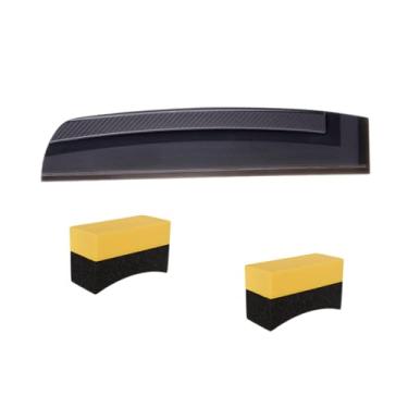 Imagem de LXQTAO Ferramenta de limpeza de carro - um raspador macio integrado e produto de limpeza adequado para janelas, pneus, etc. (raspador preto + esponja preta amarela)