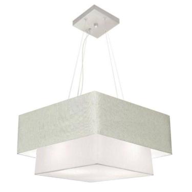 Imagem de Lustre Pendente Duplo Quadrado Vivare Md-4066 Cúpula Em Tecido 50x35cm - Bivolt Rustico-cinza-branco 127/220v