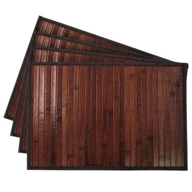 Imagem de Jogo Americano 45X30 Sousplat Bambu Moldura Marrom - 4 Peças