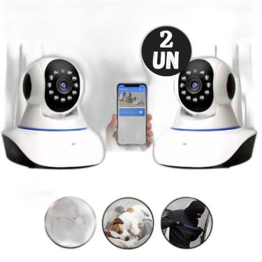Imagem de Kit 2 Câmeras Robozinho Wifi Babá Eletrônica Áudio App Yosee