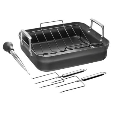 Imagem de ZWILLING Assadeira antiaderente de alumínio anodizado Motion Hard 40,64 x 35,56 cm com rack e ferramentas