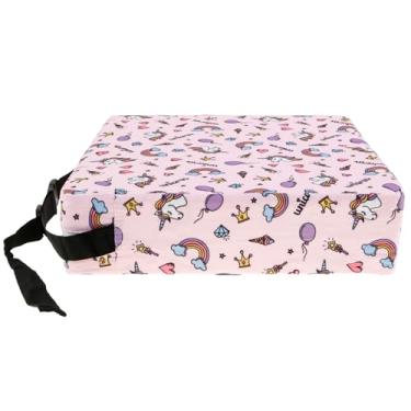 Imagem de Assento elevatório infantil, almofada de elevação macia com cinto de segurança, almofada de cadeira antiderrapante com capa removível, espuma portátil de alta densidade para crianças (rosa)