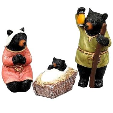 Imagem de The Bridge Collection Resin Black Bear Nativity Figurines Set - Small Bear Holy Family Figures - Cabin Holiday Decor