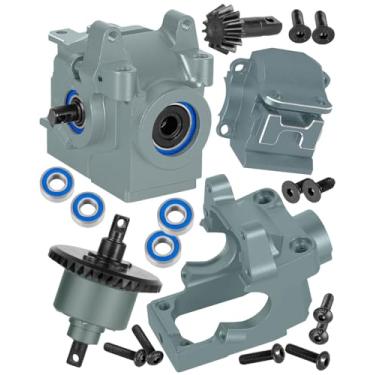 Imagem de RCYouHott RC Aluminum Transmission Gearbox Case & 37T Diff Gear Upgrades Part for 1/10 Slash/Rustler/Stampede/Hoss 4X4 4WD VXL/XO-1,Replace #6880#6881,Titanium