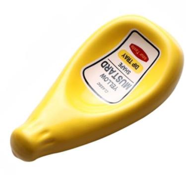 Imagem de Prato pequeno criativo em formato de garrafa de molho - Ketchup/maionese/mostarda (amarelo mostarda)
