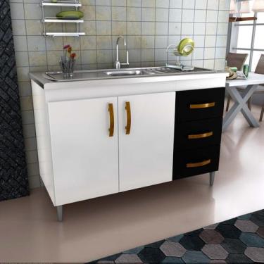 Imagem de Balcão Gabinete de Pia sem Tampo 118cm X 80cm Karina - Móveis Bosi