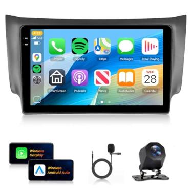 Imagem de [4+128G] Estéreo automotivo para Nissan Sentra 2013-2017 sem fio Carplay Android Auto, rádio com tela sensível ao toque de 10,1 polegadas, Android/GPS/WiFi/EQ DSP/UI/Bluetooth5.0/SWC/câmera reserva