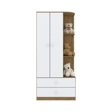 Imagem de Guarda-Roupa Infantil Labirinto 2 Portas 2 Gavetas Marrom e Branco