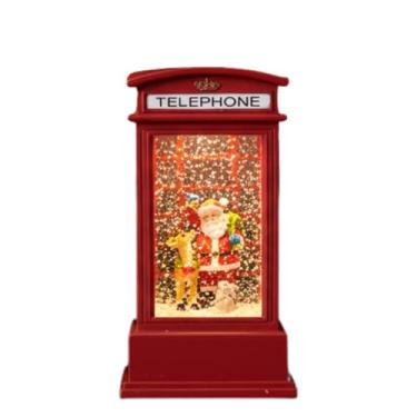 Imagem de Globo de Neve com LED, Enfeite de Natal, Luminária Decorativa Natalina 20CM em Formato de Cabine Telefônica Inglesa, Vermelha, com Presentes, Arvore de Natal (Papai Noel)