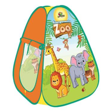 Imagem de Barraca Dobrável Retrátil Infantil Zoo Safari Toca Tenda Casinha Bichinhos Art Brink