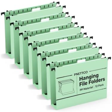 Imagem de Pastas de arquivo de plástico com capacidade extra, pacote com 12 pastas suspensas reforçadas, expansão de 5 cm, tamanho carta para arquivos em massa/gráficos médicos (verde sálvia)